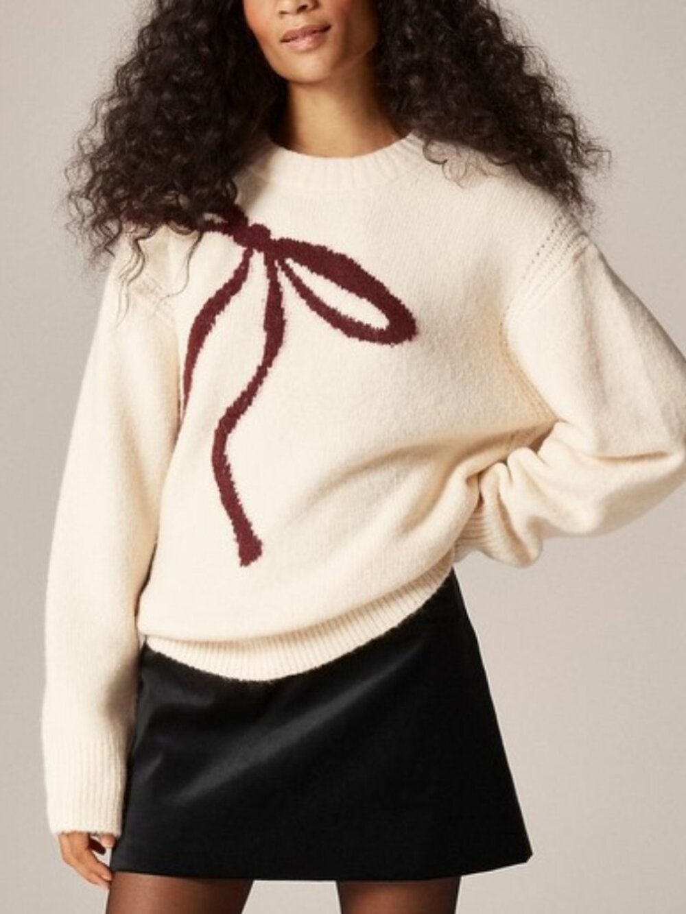 J. Crew Relaxed crewneck pullover in bow print M